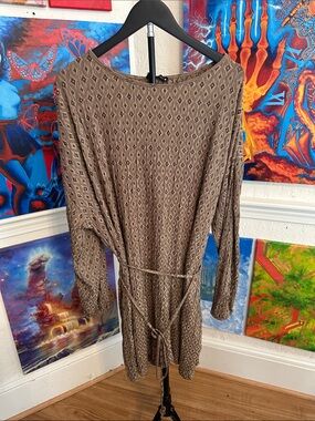 Zara Brown Diamond Jacquard Dress